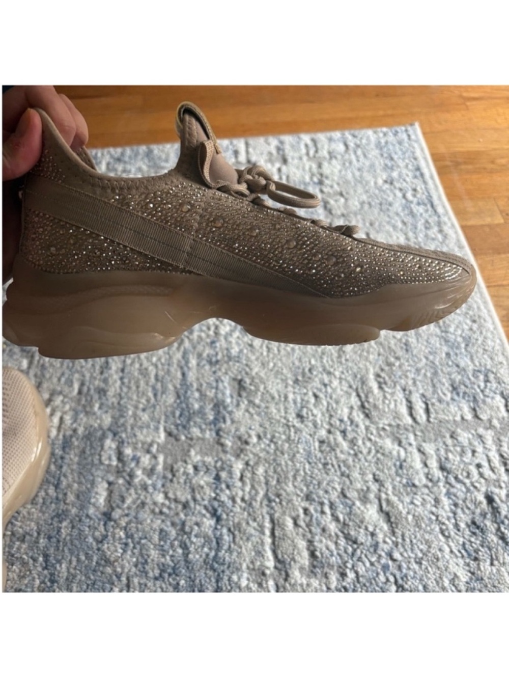 NWOT Steve Madden Beige Knit Lace-Up Sneakers - Picture 10 of 10